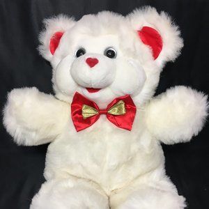 RARE  Dan Dee Vintage MTY Teddy Bear Plush Red Satin Hearts 16" VHTF